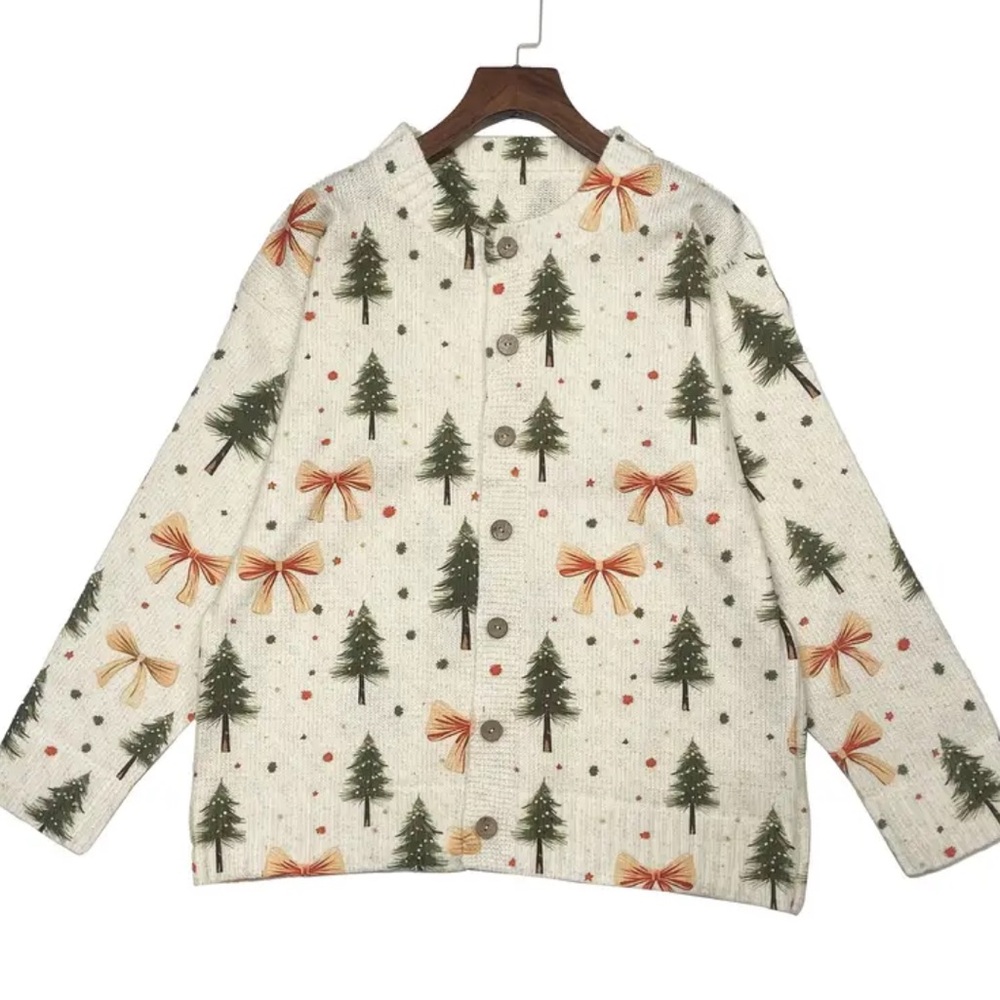 LAST ONE Christmas Trees & Bows Cardigan
Christmas Sweater - Picture 2 of 13